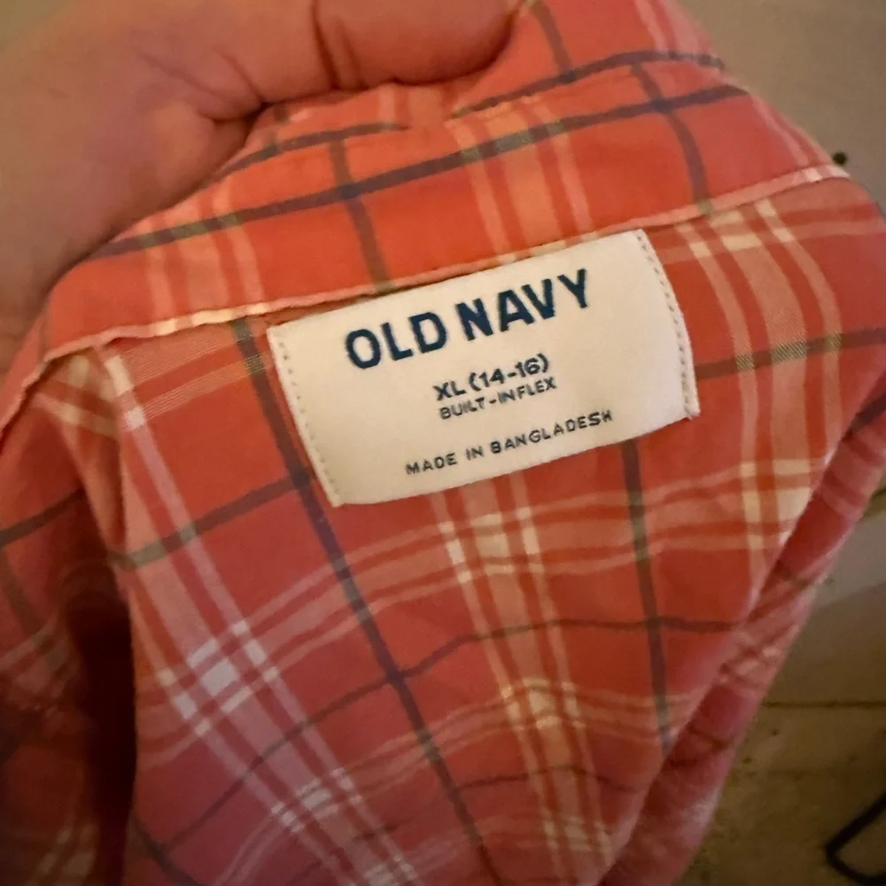 LIKE NEW Old Navy Coral Plaid Shirt